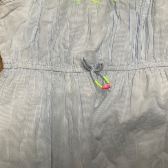 Cat & Jack NWOT Adjustable Long Blue and White Striped Dress with Embroidery - Picture 3 of 10